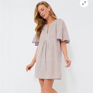 NWT size medium Lilac Stripe Seersucker Finley Flutter Sleeve Dress
